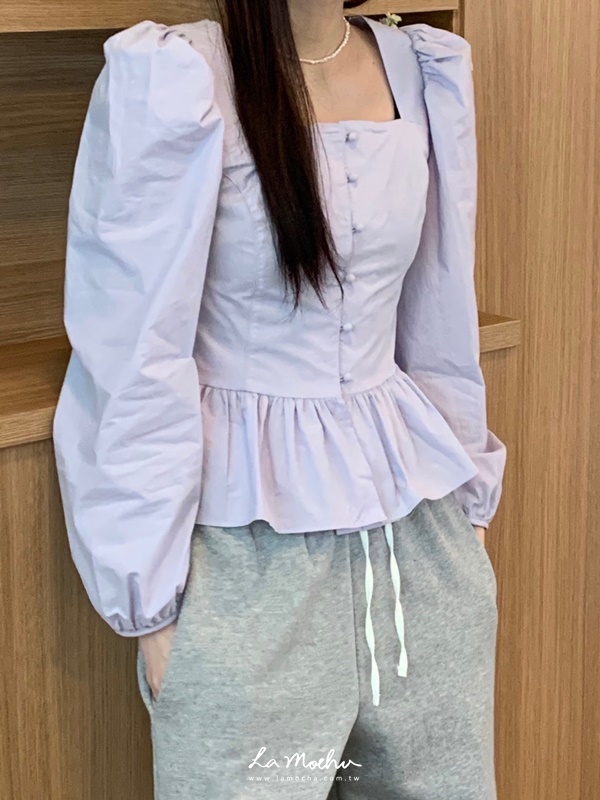 (限量商品)方領排扣縮腰上衣